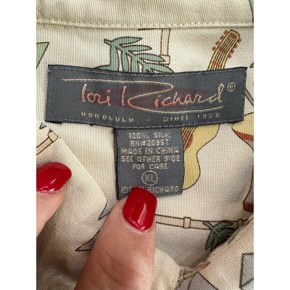 Tori Richard Men's Multicolor Silk Guitar Drum Martini Button Up Shirt Size XL - Picture 2 of 5